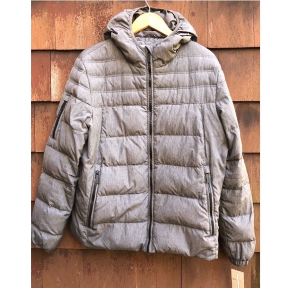 NWT Calvin Klein Jeans Women Gray DOWN Packable Full Zip Hoodie Puffer Jacket M - Picture 3 of 9